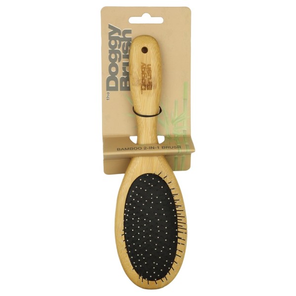 PetJoy The DoggyBrush 2-IN-1 Brush - praktische Stiftbürste aus Bambus