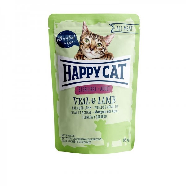 HappyCat All Meat Adult Kalb & Lamm 24x85g